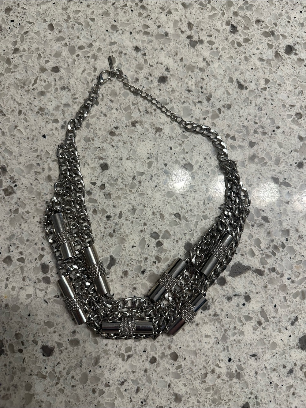 Steve Madden Silver Multi-Chain Statement Necklace - Women Jewelry